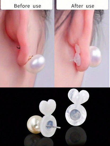 10/30/50pcs Heart-Shaped Silicone Earring Backs, Suitable For Heavy Earrings, Invisible Lift Support Pads, Prevent Earlobe Sagging, Secure Ear Studs And Dangle Earrings Lifter