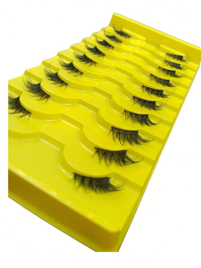 10 Pairs Half-Length Criss-Cross False Eyelashes, Black Band, Cat Eye False Eyelashes, Natural Curl Short Soft 3D Faux Mink False Eyelashes, Create Natural Makeup Look, Strip False Eyelashes, Eyelashe