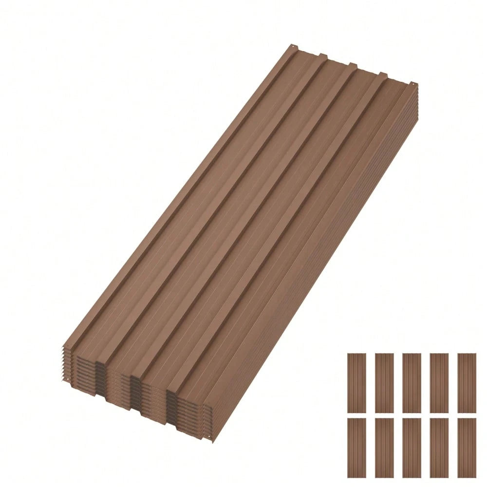 10 Pcs Metal Roofing Panels With Screws – Waterproof Corrugated Galvanized Steel Roof Sheets, Weatherproof & Rust-Resistant For Carports, Sheds, Garages, Patio Covers & DIY Projects, Easy To Install