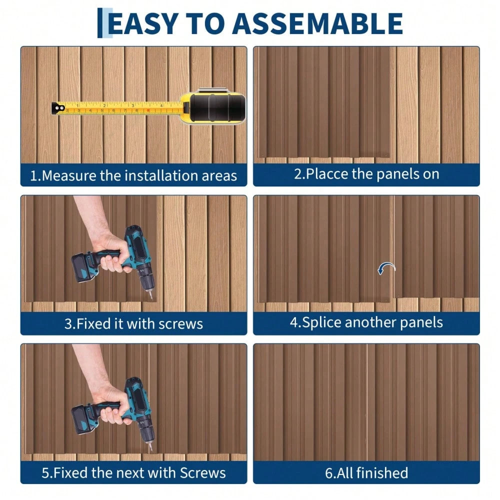 10 Pcs Metal Roofing Panels With Screws – Waterproof Corrugated Galvanized Steel Roof Sheets, Weatherproof & Rust-Resistant For Carports, Sheds, Garages, Patio Covers & DIY Projects, Easy To Install