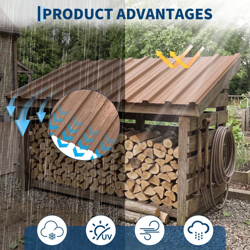 10 Pcs Metal Roofing Panels With Screws – Waterproof Corrugated Galvanized Steel Roof Sheets, Weatherproof & Rust-Resistant For Carports, Sheds, Garages, Patio Covers & DIY Projects, Easy To Install