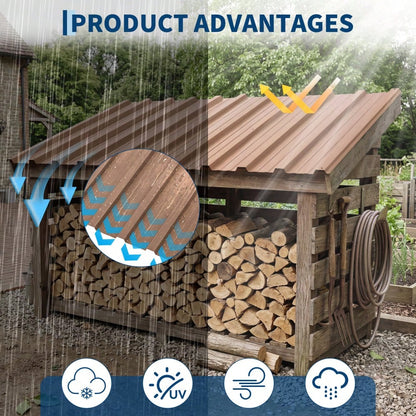 10 Pcs Metal Roofing Panels With Screws – Waterproof Corrugated Galvanized Steel Roof Sheets, Weatherproof & Rust-Resistant For Carports, Sheds, Garages, Patio Covers & DIY Projects, Easy To Install