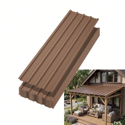 10 Pcs Metal Roofing Panels With Screws – Waterproof Corrugated Galvanized Steel Roof Sheets, Weatherproof & Rust-Resistant For Carports, Sheds, Garages, Patio Covers & DIY Projects, Easy To Install
