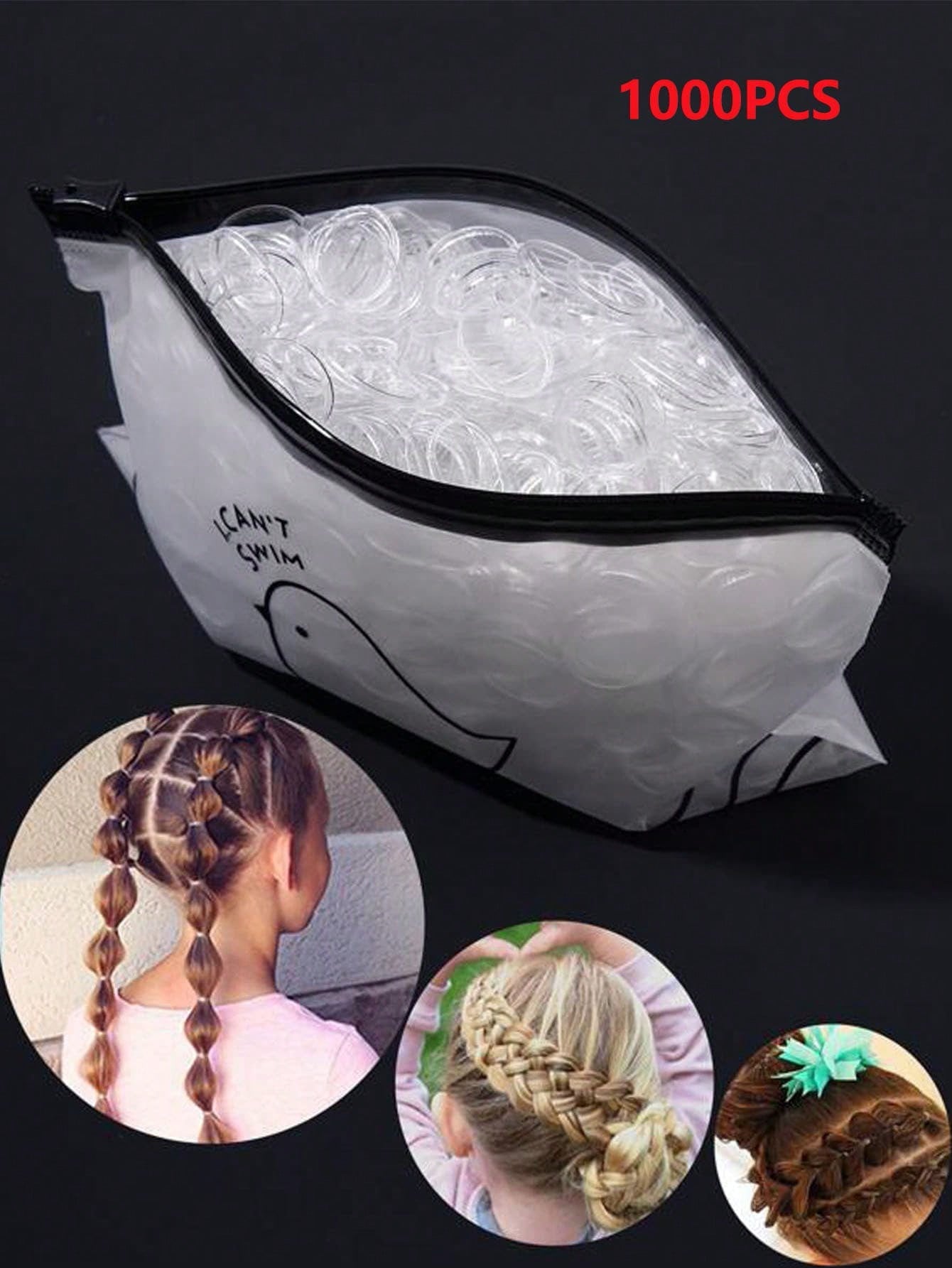 1000 Pcs Disposable No-Damage Hair Ties, Soft Elastic Hair Bands For Ponytails & Daily Use
