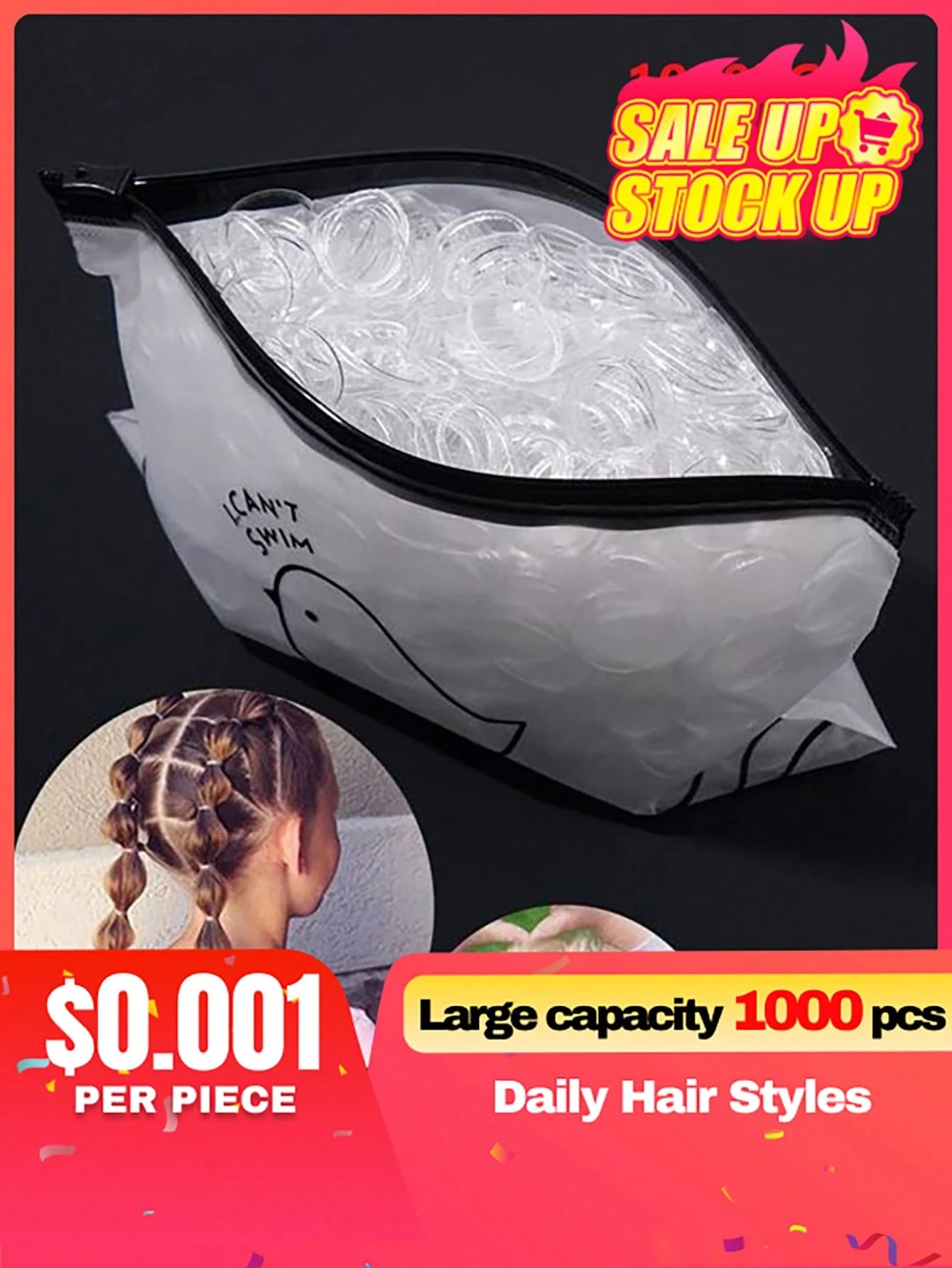 1000 Pcs Disposable No-Damage Hair Ties, Soft Elastic Hair Bands For Ponytails & Daily Use