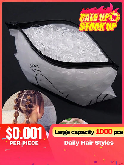 1000 Pcs Disposable No-Damage Hair Ties, Soft Elastic Hair Bands For Ponytails & Daily Use