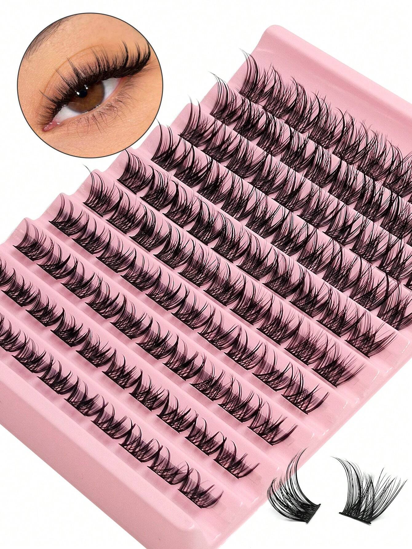 100pcs Asiteo Cluster False Eyelashes, Densely Packed, Natural D-Curl, 8-16mm, DIY Fake Lashes, Eyelash Clusters, Individual Lashes