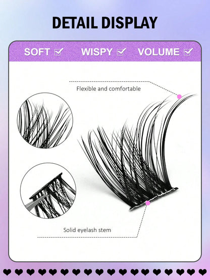 100pcs Asiteo Cluster False Eyelashes, Densely Packed, Natural D-Curl, 8-16mm, DIY Fake Lashes, Eyelash Clusters, Individual Lashes
