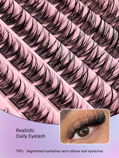 100pcs Asiteo Cluster False Eyelashes, Densely Packed, Natural D-Curl, 8-16mm, DIY Fake Lashes, Eyelash Clusters, Individual Lashes