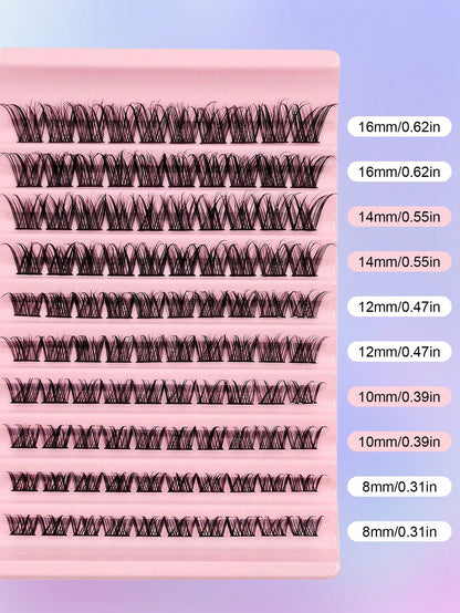100pcs Asiteo Cluster False Eyelashes, Densely Packed, Natural D-Curl, 8-16mm, DIY Fake Lashes, Eyelash Clusters, Individual Lashes