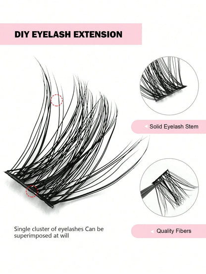 100pcs Asiteo Cluster False Eyelashes, Densely Packed, Natural D-Curl, 8-16mm, DIY Fake Lashes, Eyelash Clusters, Individual Lashes