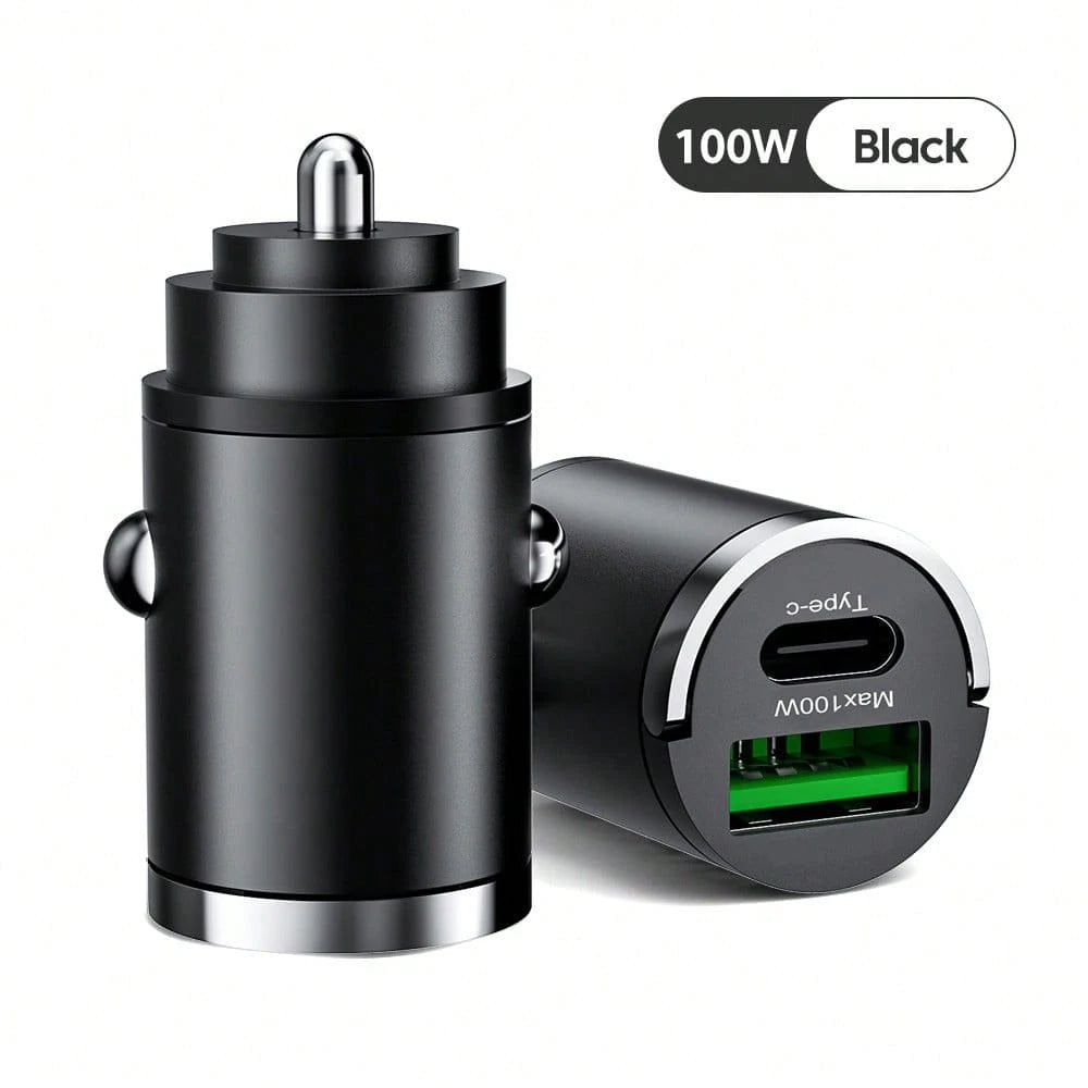 100W PD USB Mini Car Charger, QC3.0 Fast Charging Car Charger, USB Type-C Adapter Compatible With IPhone