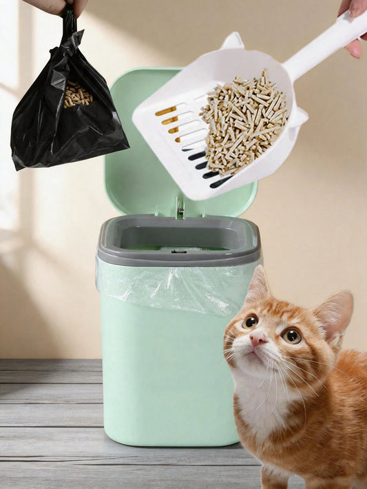 101pcs Pet Waste Disposal Set, Odor-Proof Sealed Mini Trash Can With Lid And Replacement Bags, Suitable For Cat Litter/Dog Poop