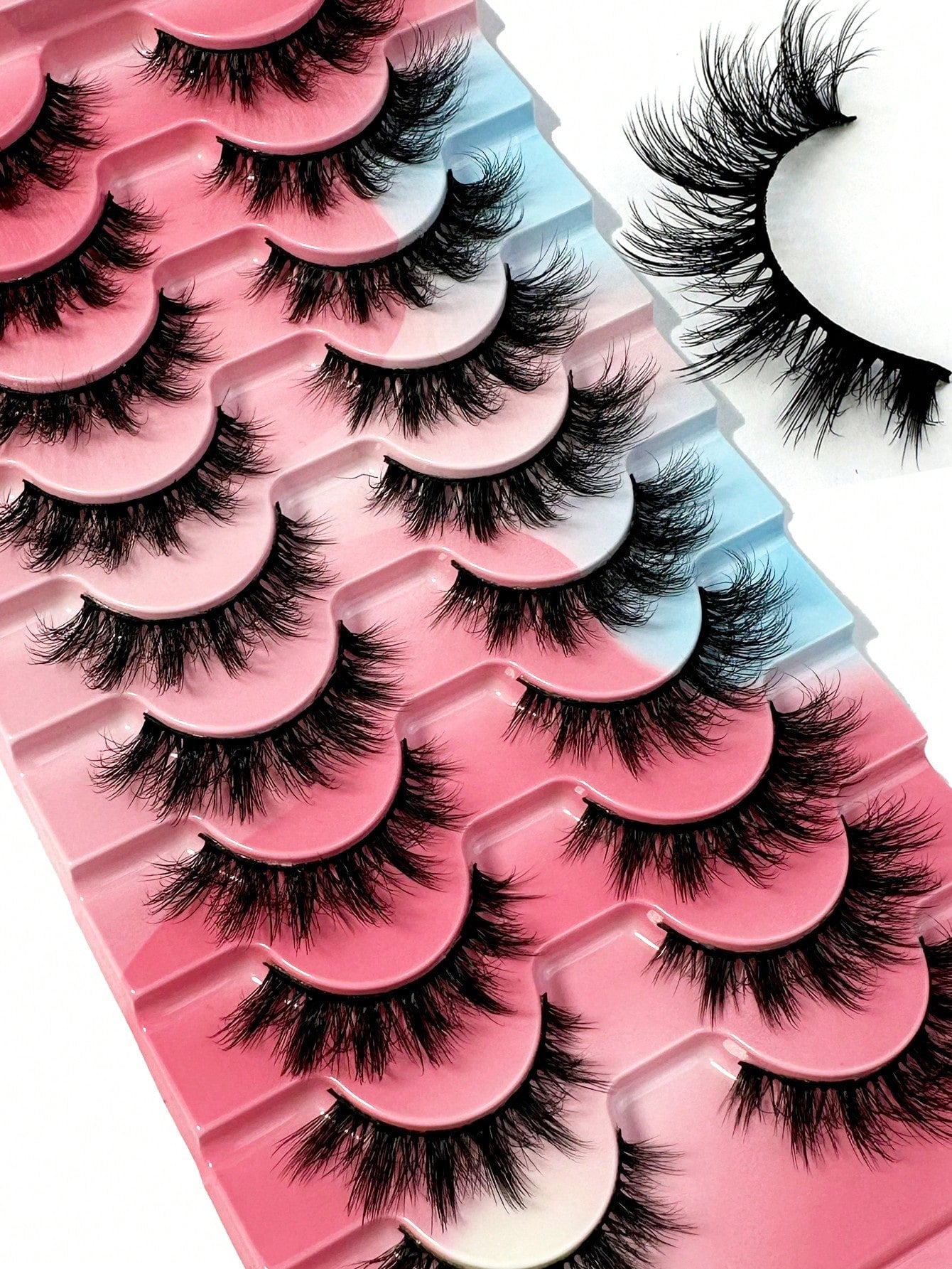 10pairs Classic Russian Volume Eyelash Extension In Cat Eye Style With Mink Hair Material Natural Looking D Curl Fluffy Fake Eyelashes Strip Lashes, Lashes, Eyelashes, Fake Lashes