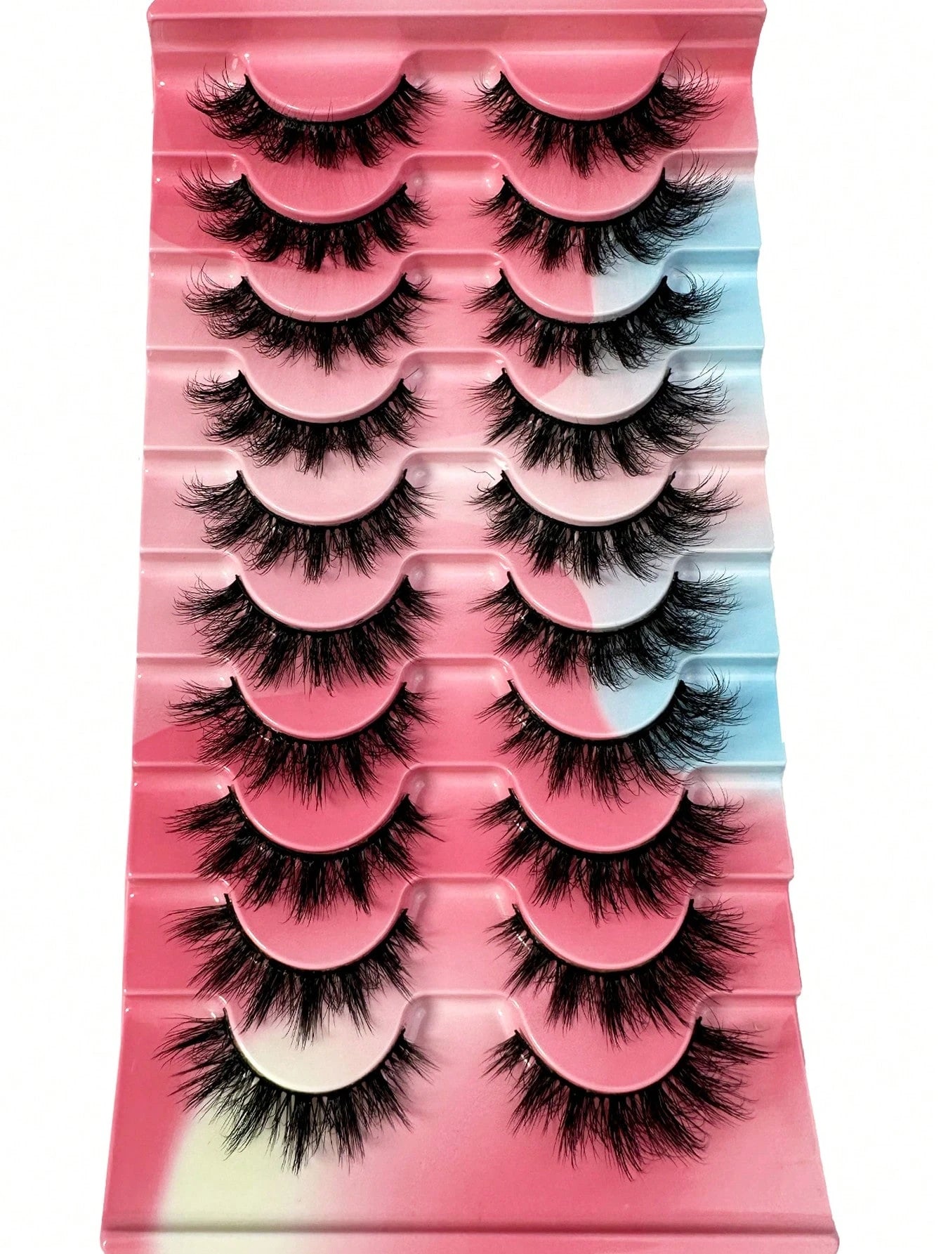 10pairs Classic Russian Volume Eyelash Extension In Cat Eye Style With Mink Hair Material Natural Looking D Curl Fluffy Fake Eyelashes Strip Lashes, Lashes, Eyelashes, Fake Lashes