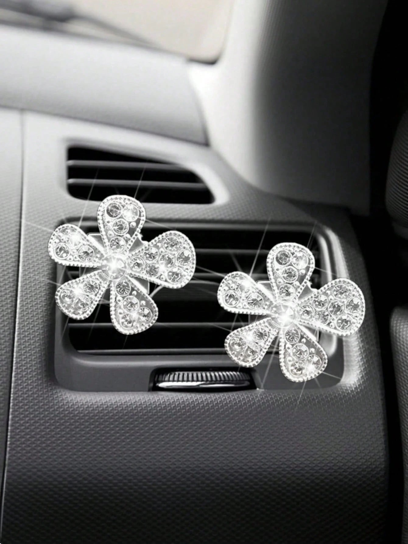 10pcs/5pcs/3pcs/1pc Rhinestone Flower Car Air Vent Decor, Crystal Rhinestone Car Air Vent Clip, Cute Car Air Vent Clip Interior Decor Accessory, Suitable For Women Girls, Decorative Pendant Diamond Ca