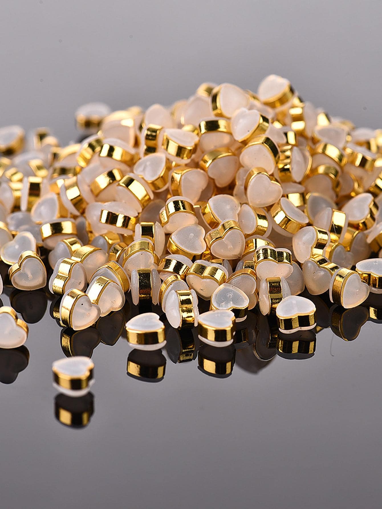 10pcs Heart Shaped Earring Cap, Gold Silicone Anti-slip Earring Plug For DIY