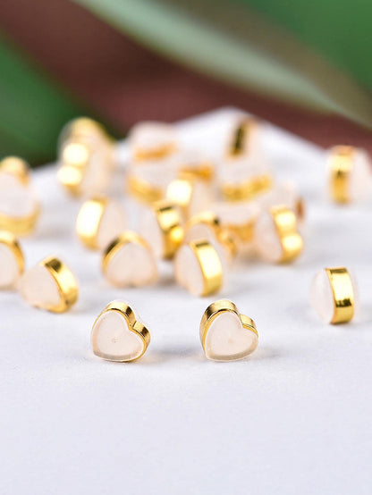 10pcs Heart Shaped Earring Cap, Gold Silicone Anti-slip Earring Plug For DIY