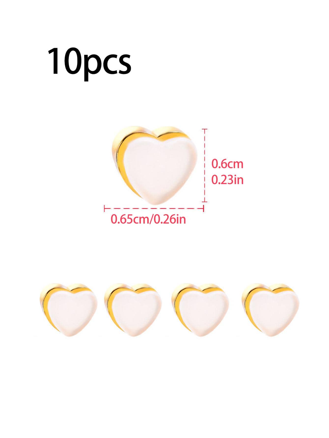 10pcs Heart Shaped Earring Cap, Gold Silicone Anti-slip Earring Plug For DIY