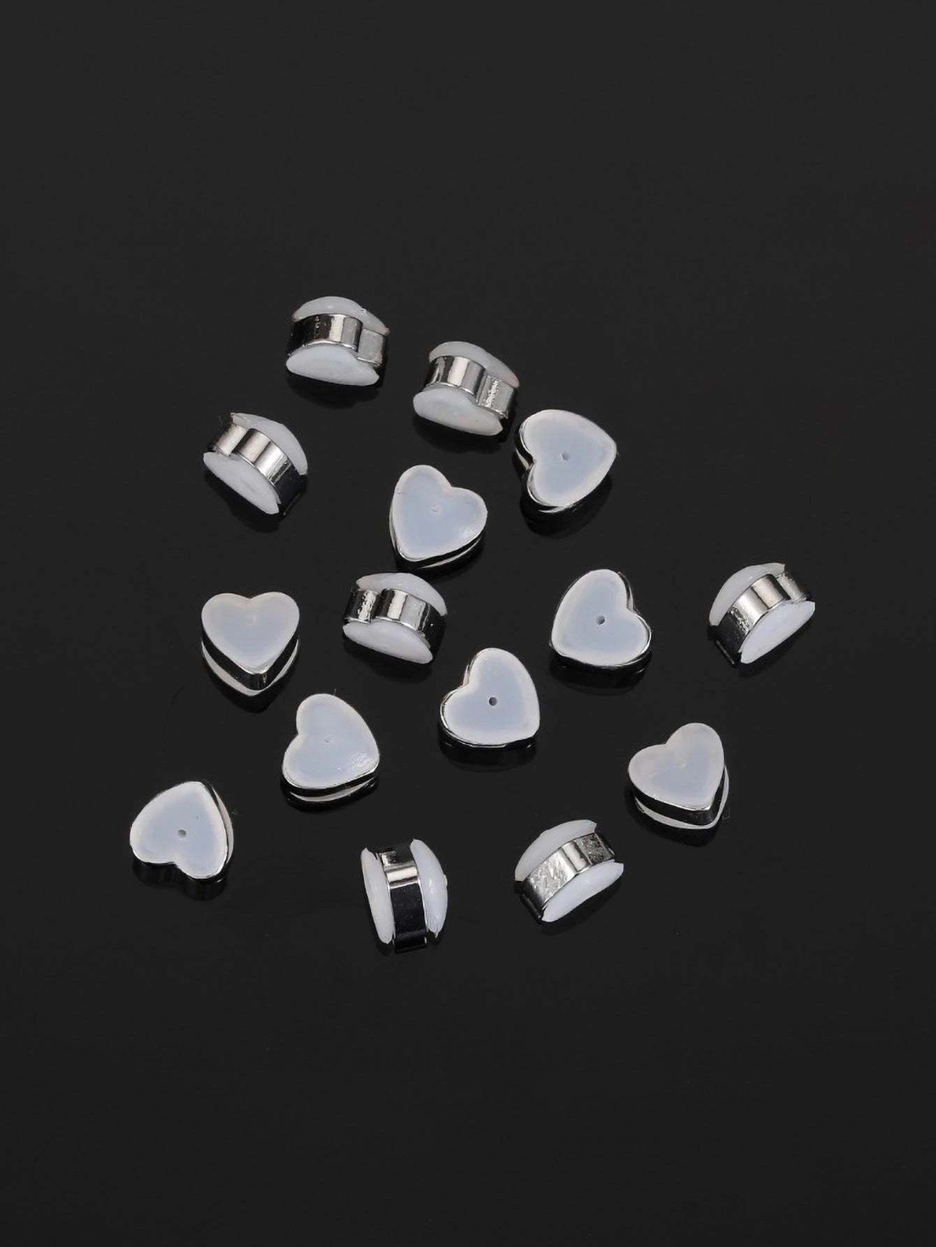 10pcs Heart Shaped Earring Cap, Gold Silicone Anti-slip Earring Plug For DIY