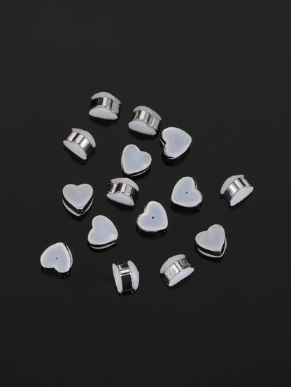 10pcs Heart Shaped Earring Cap, Gold Silicone Anti-slip Earring Plug For DIY