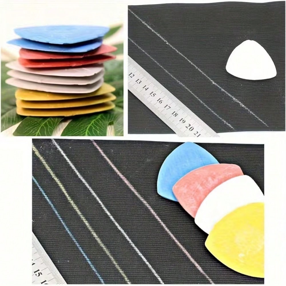 10pcs Macaron Triangle Chalk, Smooth Powder Texture, Comes With Storage Box For Easy Organization, Clear Lines For Sewing And Cutting, Essential Accessory For Fabric Crafts And Clothing Alterations, S