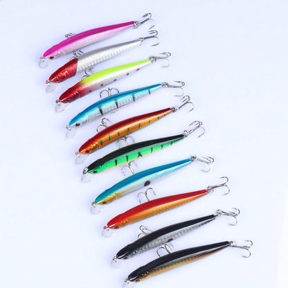 10pcs Minnow Fishing Lures Set Artificial Bait Crankbait For Bass Outdoors Fishing Tackle, 10cm/3. 94in 8g/0. 28oz