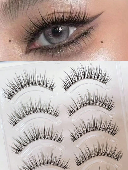 10pcs Tinted Naturalistic Mixed-Asian Curly One-Piece False Eyelashes Strip Lashes,Lashes,Eyelashes,Fake Lashes