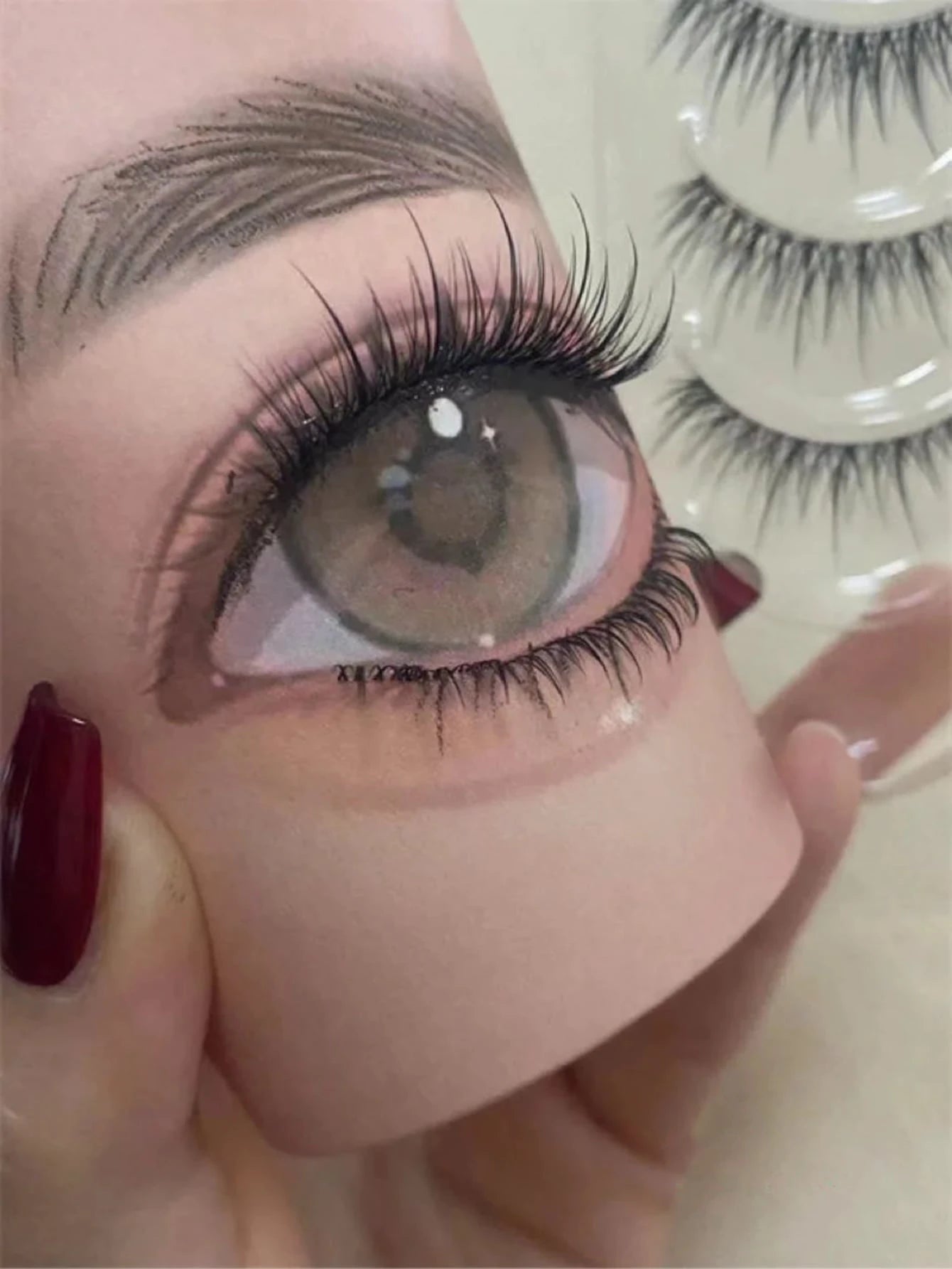 10pcs Tinted Naturalistic Mixed-Asian Curly One-Piece False Eyelashes Strip Lashes,Lashes,Eyelashes,Fake Lashes
