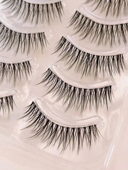 10pcs Tinted Naturalistic Mixed-Asian Curly One-Piece False Eyelashes Strip Lashes,Lashes,Eyelashes,Fake Lashes