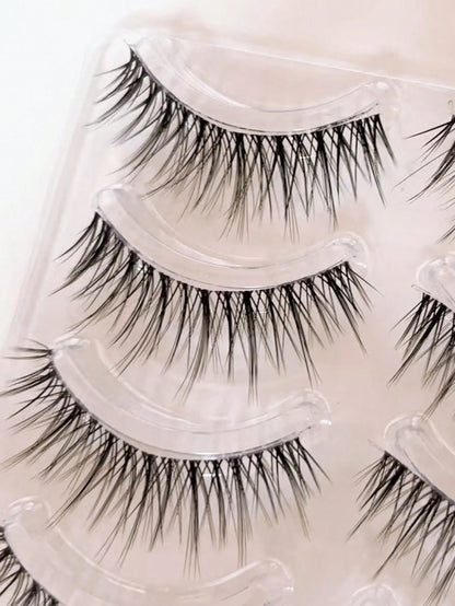 10pcs Tinted Naturalistic Mixed-Asian Curly One-Piece False Eyelashes Strip Lashes,Lashes,Eyelashes,Fake Lashes