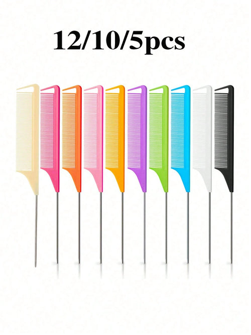 12/10/5pcs Professional Straight Comb/Sectioning Comb/Parting Comb/Stainless Steel Straight Comb/Anti-Static Hair Comb: Multi-Functional Comb Suitable For Normal Hair, Can Detangle Hair And Create Can