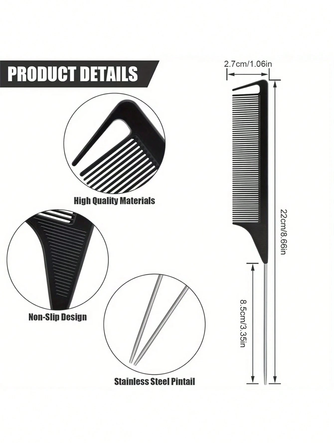 12/10/5pcs Professional Straight Comb/Sectioning Comb/Parting Comb/Stainless Steel Straight Comb/Anti-Static Hair Comb: Multi-Functional Comb Suitable For Normal Hair, Can Detangle Hair And Create Can