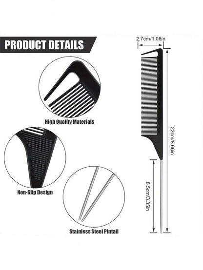 12/10/5pcs Professional Straight Comb/Sectioning Comb/Parting Comb/Stainless Steel Straight Comb/Anti-Static Hair Comb: Multi-Functional Comb Suitable For Normal Hair, Can Detangle Hair And Create Can