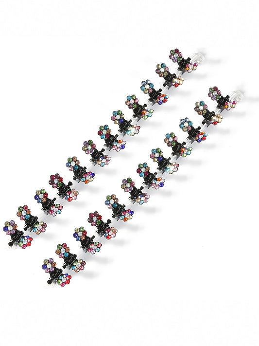 12/6/1pc Women's Mini Decorative Hair Clips, Colorful Rhinestone Flower Design, Suitable For Daily Styling, Travel And Taming Flyaways, Perfect For Daily Use, Wedding Hairstyles Or As Valentine's Day
