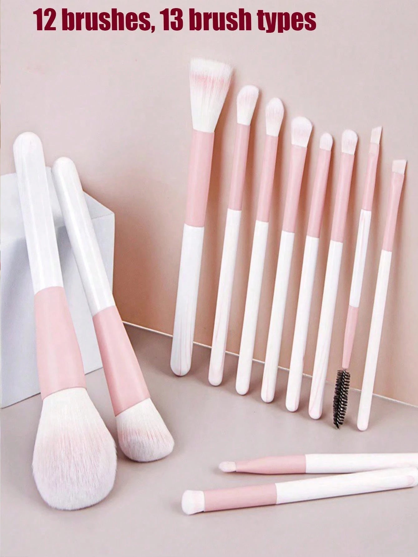 12-Piece Professional Makeup Brush Set, Portable Travel Set With Blush Brush, Whitewash, Eyeshadow Brush And Eyelash Comb- Nylon Bristles, ABS Handle Perfect For Beginners And Beauty Enthusiasts For