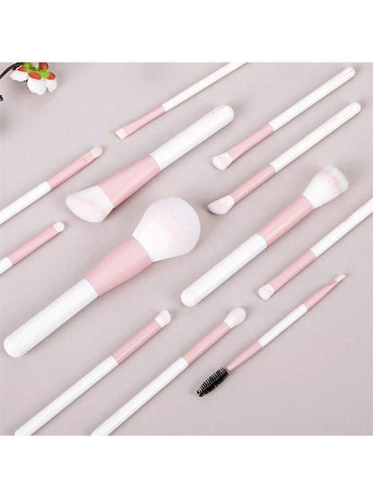 12-Piece Professional Makeup Brush Set, Portable Travel Set With Blush Brush, Whitewash, Eyeshadow Brush And Eyelash Comb- Nylon Bristles, ABS Handle Perfect For Beginners And Beauty Enthusiasts For