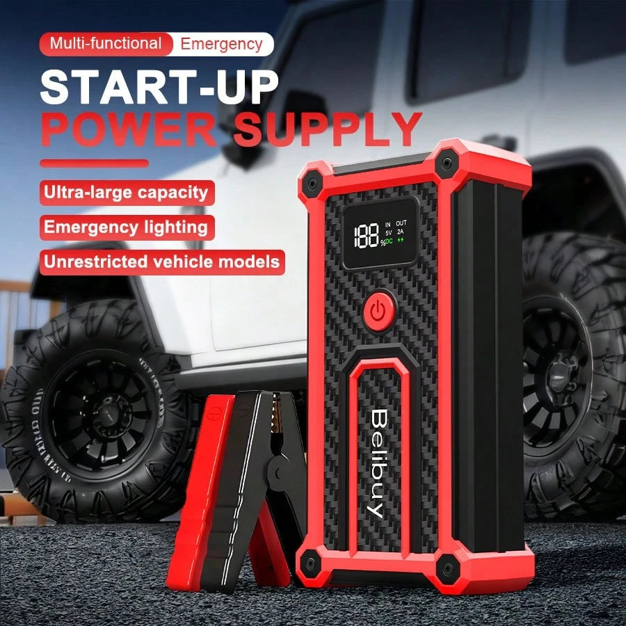 12000A Portable Car Jump Starter, 12V High Capacity Battery Booster, Emergency Jump Pack For Gas & Cars Motorcycles With Flashlight