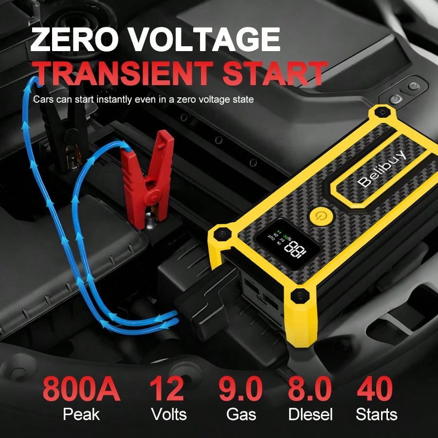 12000A Portable Car Jump Starter, 12V High Capacity Battery Booster, Emergency Jump Pack For Gas & Cars Motorcycles With Flashlight