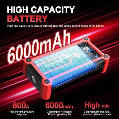 12000A Portable Car Jump Starter, 12V High Capacity Battery Booster, Emergency Jump Pack For Gas & Cars Motorcycles With Flashlight
