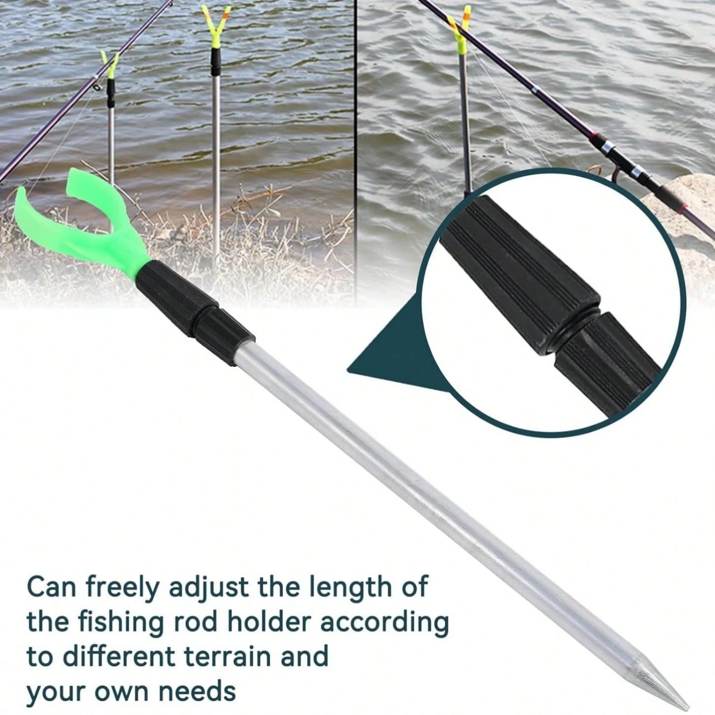 12pcs Fishing Rod Holder Set, 6pcs Rod Holders + 6pcs Alarm Bells, Adjustable Telescopic Ground Fishing Rod Holder Kit, Fishing Accessories, Outdoor Fishing Essentials