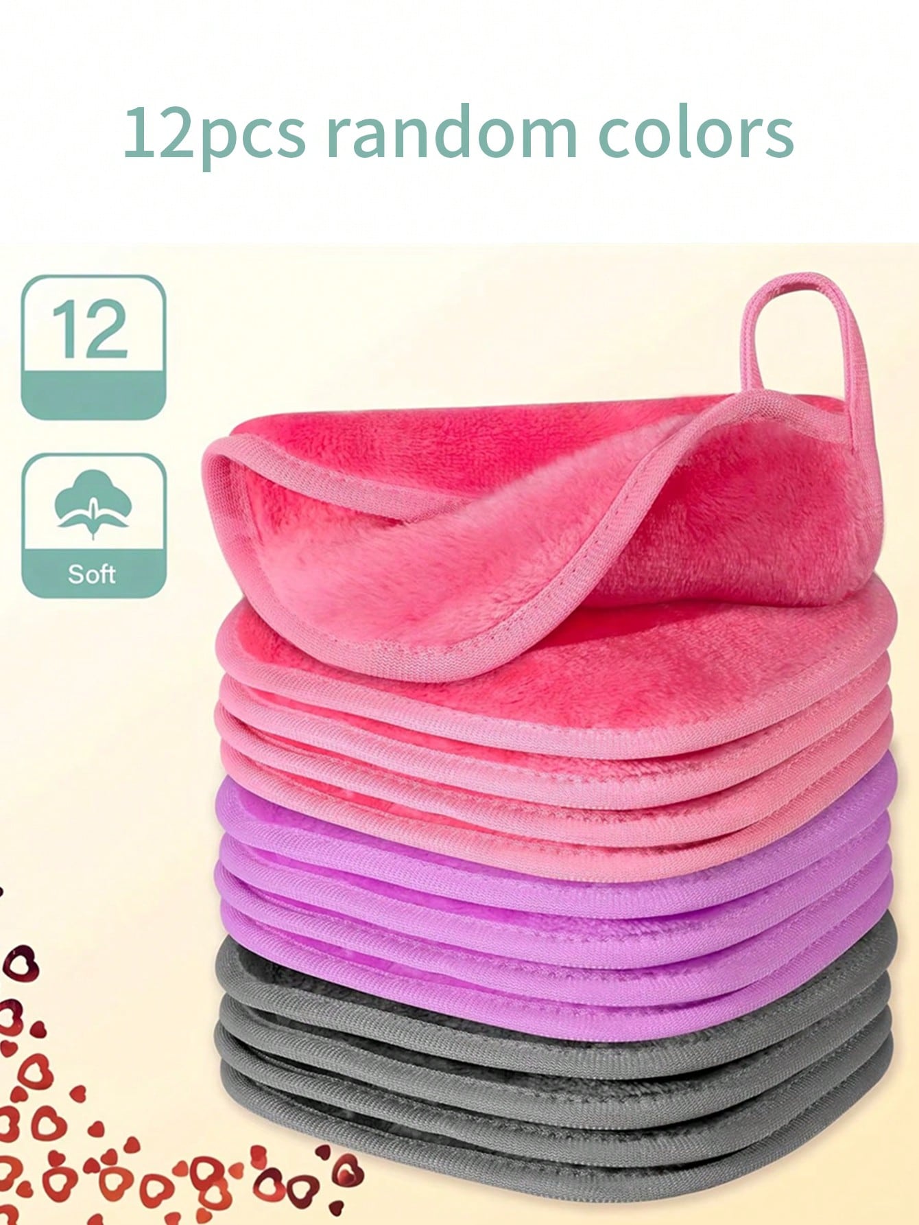 12pcs Makeup Remover Pads, Edged Design, Reusable, Soft & Moisturizing Makeup Cleansing Cloths, 6/1pc Set, Handkerchief, Makeup Remover Towel