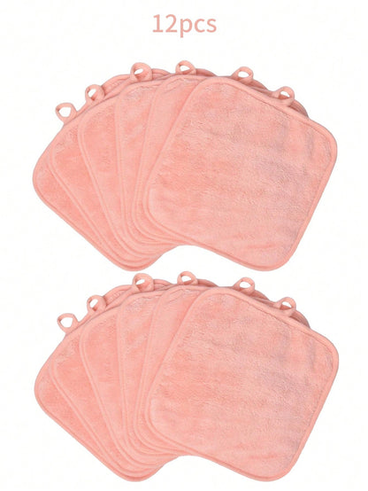 12pcs Makeup Remover Pads, Edged Design, Reusable, Soft & Moisturizing Makeup Cleansing Cloths, 6/1pc Set, Handkerchief, Makeup Remover Towel