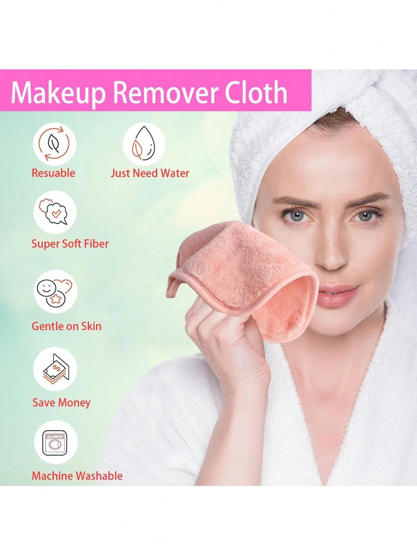 12pcs Makeup Remover Pads, Edged Design, Reusable, Soft & Moisturizing Makeup Cleansing Cloths, 6/1pc Set, Handkerchief, Makeup Remover Towel