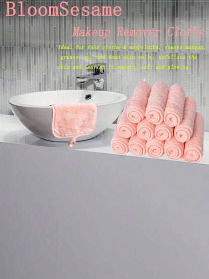 12pcs Makeup Remover Pads, Edged Design, Reusable, Soft & Moisturizing Makeup Cleansing Cloths, 6/1pc Set, Handkerchief, Makeup Remover Towel