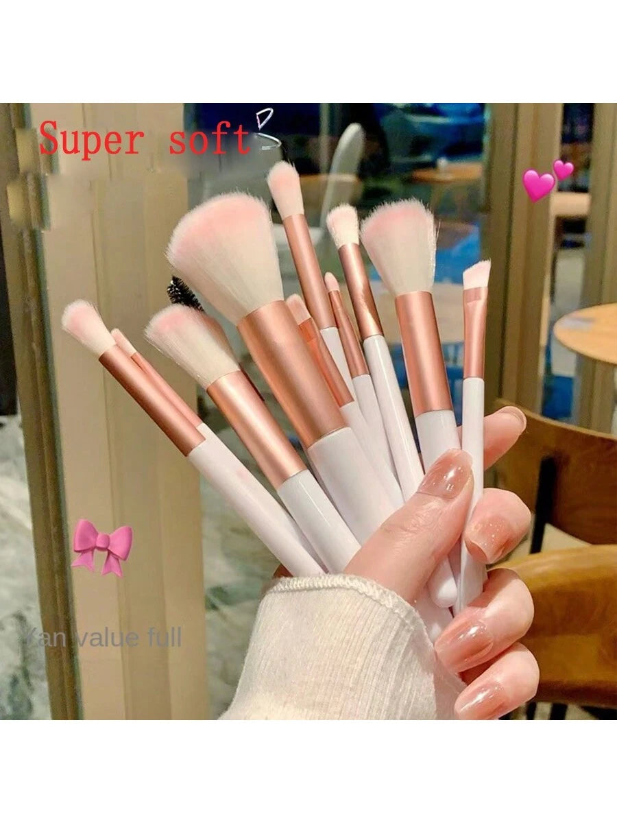12pcs Professional Soft Portable Makeup Brush Set, Including Foundation Brush, Blush Brush, Eyeshadow Brush And 13 Functional Brushes, Suitable For Home Use And Holiday Gifts, Perfect Valentine's Day