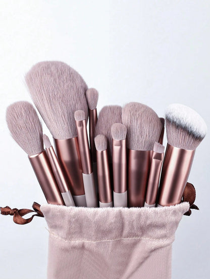 12pcs Professional Soft Portable Makeup Brush Set, Including Foundation Brush, Blush Brush, Eyeshadow Brush And 13 Functional Brushes, Suitable For Home Use And Holiday Gifts, Perfect Valentine's Day