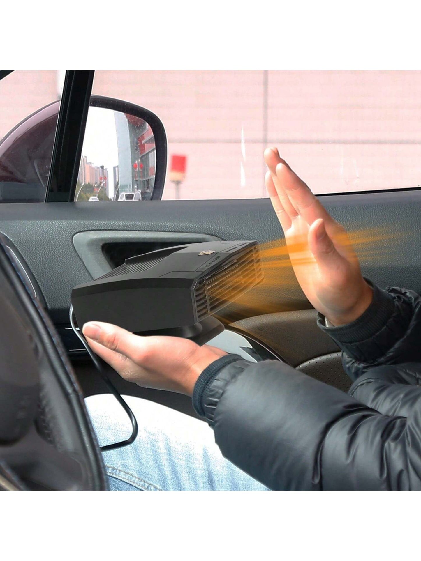 12V/24V Portable Car Heater Heating Fan 2 In 1 Defroster Defogger Demister Windshield Heater Automotive Cooling Fan With 360°Rotating Base