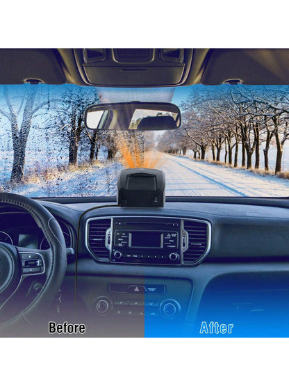 12V/24V Portable Car Heater Heating Fan 2 In 1 Defroster Defogger Demister Windshield Heater Automotive Cooling Fan With 360°Rotating Base