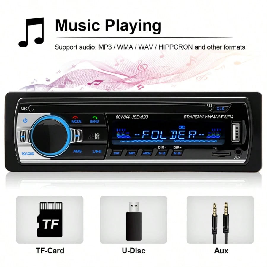 12V Car Radio Stereo MP3 Player Digital Bluetooth 60Wx4 Audio Music USB/FM